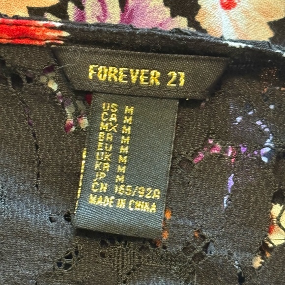 Forever 21 Pink and Red Plunge Sundress with Bishop Sleeves & Lacey back NWOT - Picture 6 of 7